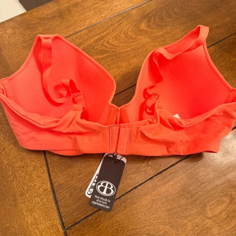 Organic Cotton Basics Coral Orange T-Shirt Bra 40D Organic Wired Lightly Padded